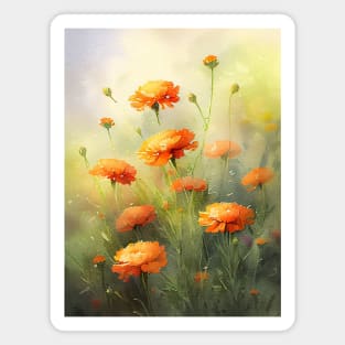 Watercolor Orange Marigold Design Soft and Muted Magnet